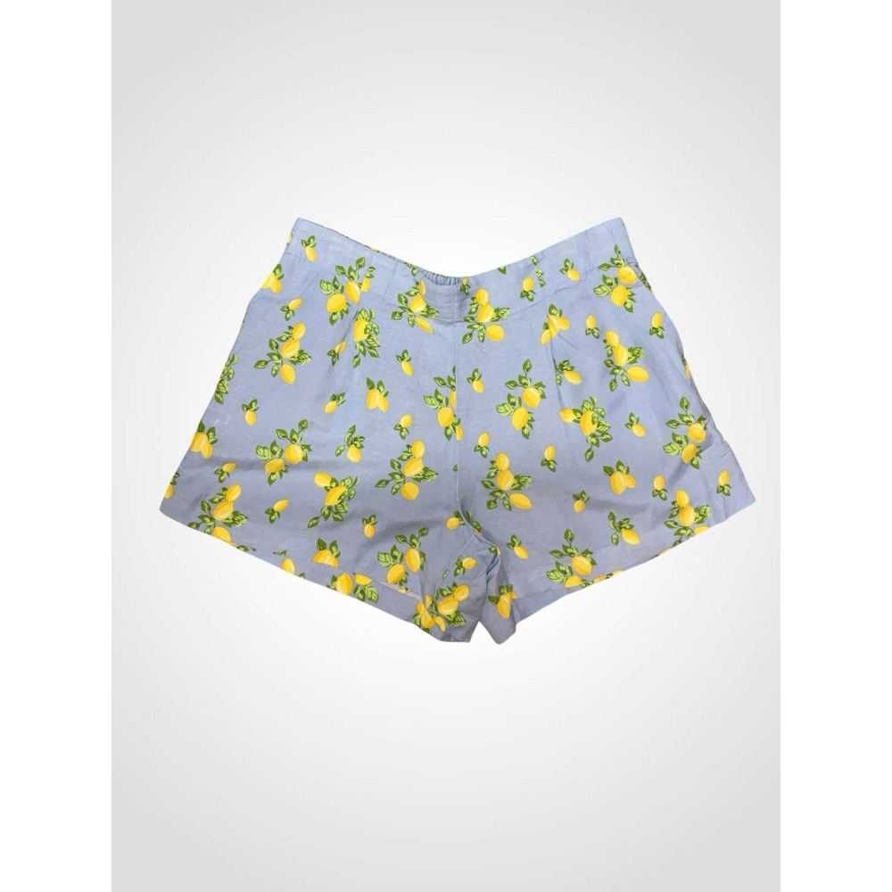 Ann Taylor LOFT Blue Lemon Elastic Waist Shorts Large NWT Pull‎ On Linen Pockets